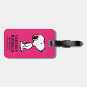 Snoopy Black & Magenta Pattern Bagagelabel (Achterkant horizontaal)