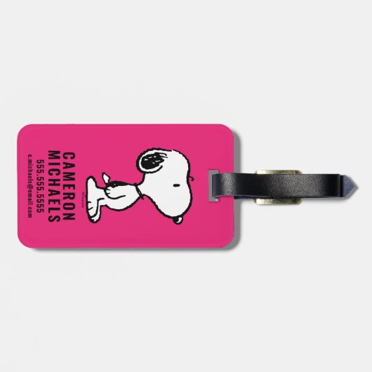 Snoopy Black & Magenta Pattern Bagagelabel (Achterkant horizontaal)