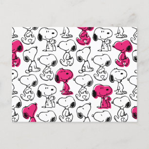 Snoopy Black & Magenta Pattern Briefkaart