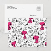Snoopy Black & Magenta Pattern Briefkaart (Voorkant / Achterkant)