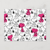 Snoopy Black & Magenta Pattern Briefkaart (Voorkant)