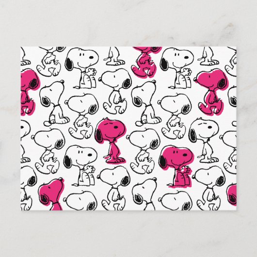 Snoopy Black & Magenta Pattern Briefkaart (Voorkant)