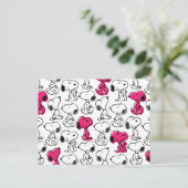 Snoopy Black & Magenta Pattern Briefkaart (Staand voorkant)