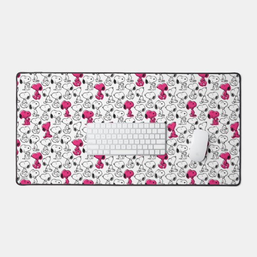 Snoopy Black & Magenta Pattern Bureaumat (Keyboard & Muis)
