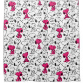 Snoopy Black & Magenta Pattern Douchegordijn (Voorkant)