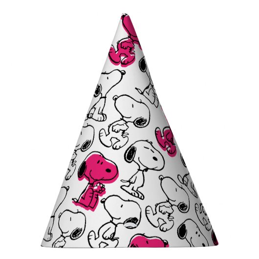 Snoopy Black & Magenta Pattern Feesthoedjes (Rechts)