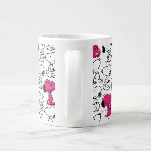 Snoopy Black & Magenta Pattern Grote Koffiekop (Achterkant)