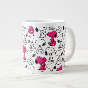 Snoopy Black & Magenta Pattern Grote Koffiekop
