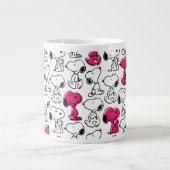 Snoopy Black & Magenta Pattern Grote Koffiekop (Voorkant)