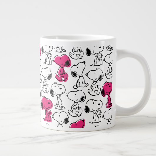 Snoopy Black & Magenta Pattern Grote Koffiekop (Rechts)