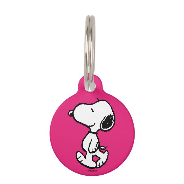 Snoopy Black & Magenta Pattern Huisdierpenning (Voorkant)
