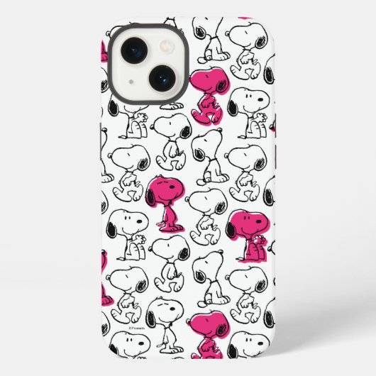 Snoopy Black & Magenta Pattern iPhone Hoesje (Achterkant)