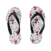 Snoopy Black & Magenta Pattern Kinder Teenslippers (Voetbed)