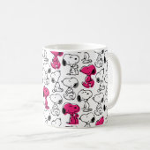 Snoopy Black & Magenta Pattern Koffiemok (Voorkant rechts)