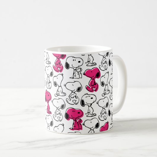 Snoopy Black & Magenta Pattern Koffiemok (Voorkant rechts)