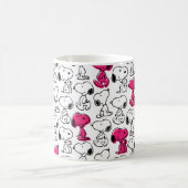 Snoopy Black & Magenta Pattern Koffiemok (Center)