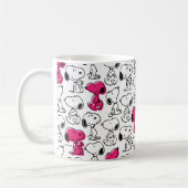 Snoopy Black & Magenta Pattern Koffiemok (Links)