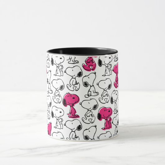 Snoopy Black & Magenta Pattern Mok (Midden)
