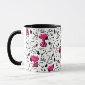 Snoopy Black & Magenta Pattern Mok (Links)