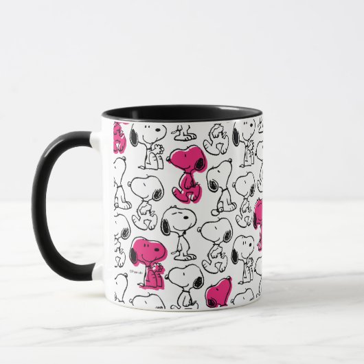 Snoopy Black & Magenta Pattern Mok (Links)