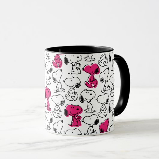 Snoopy Black & Magenta Pattern Mok (Voorkant rechts)