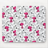 Snoopy Black & Magenta Pattern Muismat (Voorkant)
