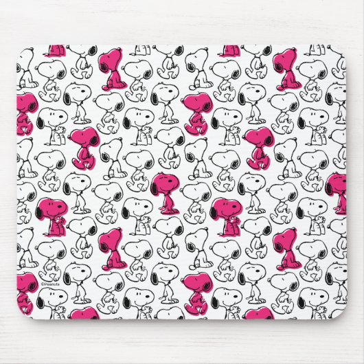 Snoopy Black & Magenta Pattern Muismat (Voorkant)