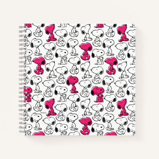 Snoopy Black & Magenta Pattern Notitieboek (Voorkant)