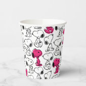 Snoopy Black & Magenta Pattern Papieren Bekers (Links)