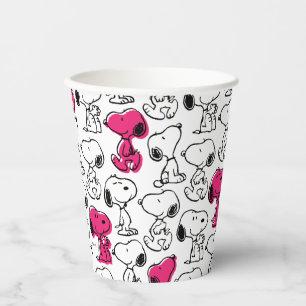 Snoopy Black & Magenta Pattern Papieren Bekers