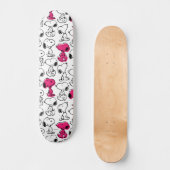 Snoopy Black & Magenta Pattern Persoonlijk Skateboard (Voorkant)