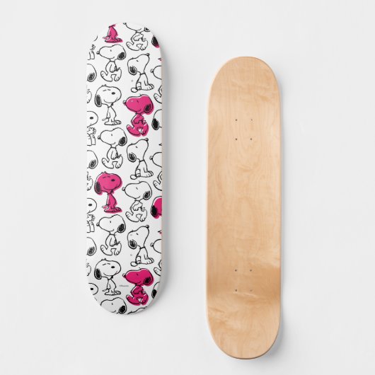 Snoopy Black & Magenta Pattern Persoonlijk Skateboard (Voorkant)
