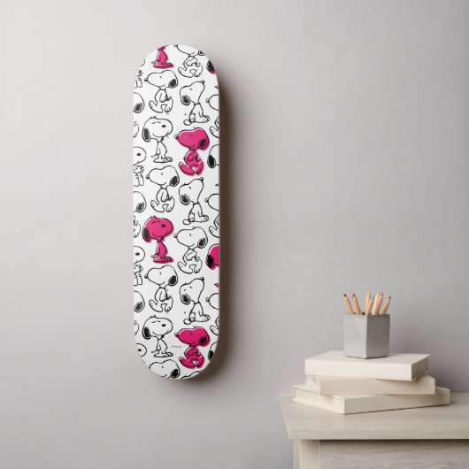 Snoopy Black & Magenta Pattern Persoonlijk Skateboard (Muurkunst)