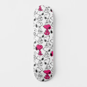 Snoopy Black & Magenta Pattern Persoonlijk Skateboard (Voorkant)