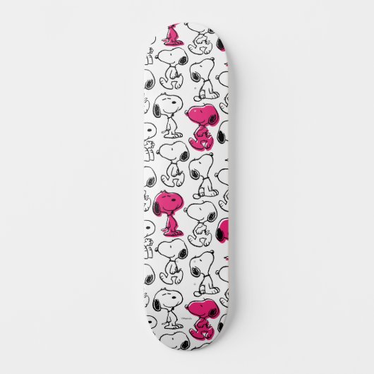 Snoopy Black & Magenta Pattern Persoonlijk Skateboard (Voorkant)