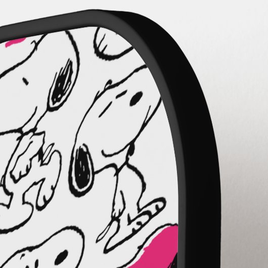 Snoopy Black & Magenta Pattern Pickleball Paddle (Links Detail)