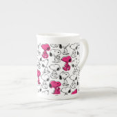 Snoopy Black & Magenta Pattern Porselein Kop (Voorkant rechts)