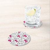 Snoopy Black & Magenta Pattern Ronde Kartonnen Onderzetter (Insitu)