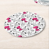 Snoopy Black & Magenta Pattern Ronde Kartonnen Onderzetter (Gebogen)