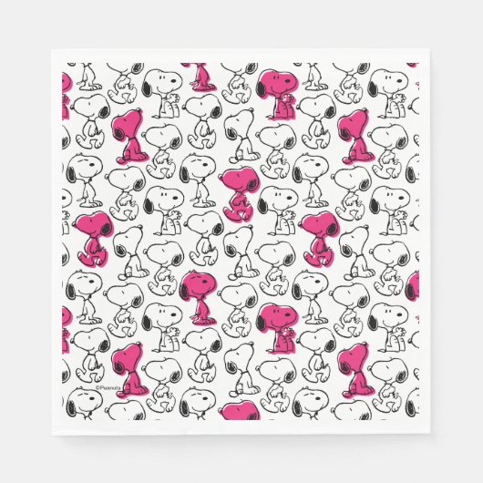 Snoopy Black & Magenta Pattern Servet (Voorkant)