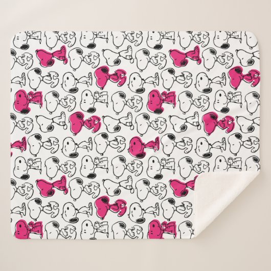 Snoopy Black & Magenta Pattern Sherpa Deken (Voorkant (horizontaal))