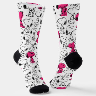 Snoopy Black & Magenta Pattern Sokken