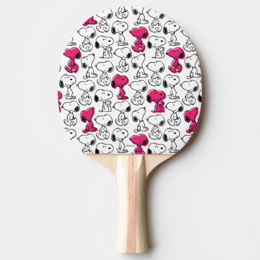 Snoopy Black & Magenta Pattern Tafeltennisbatje (Voorkant)