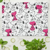 Snoopy Black & Magenta Pattern Theedoek (Gevouwen)