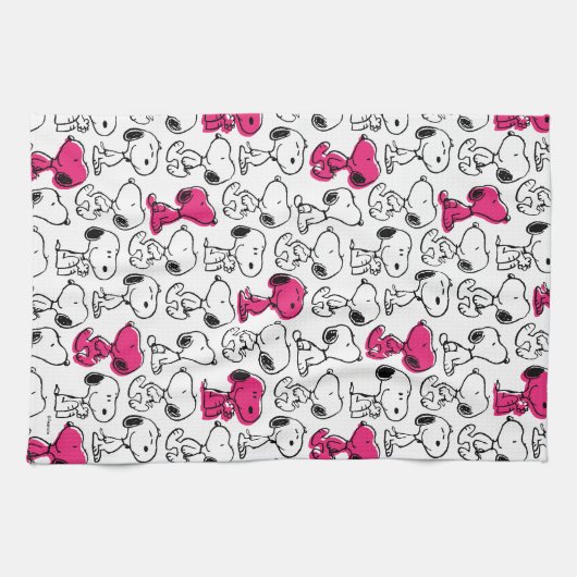 Snoopy Black & Magenta Pattern Theedoek (Horizontaal)