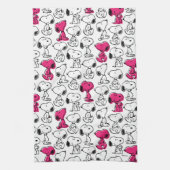 Snoopy Black & Magenta Pattern Theedoek (Verticaal)