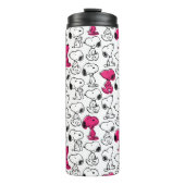 Snoopy Black & Magenta Pattern Thermosbeker (Voorkant)
