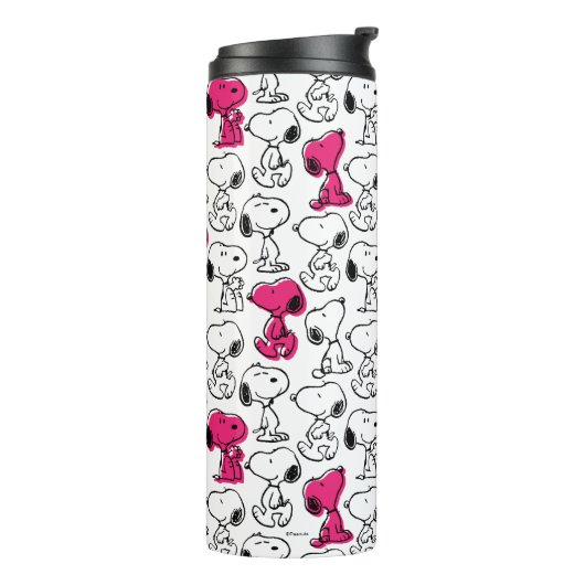 Snoopy Black & Magenta Pattern Thermosbeker (Gedraaid links)