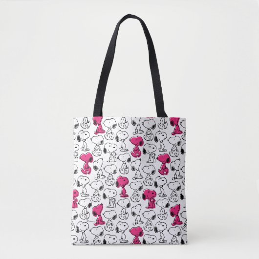Snoopy Black & Magenta Pattern Tote Bag (Voorkant)