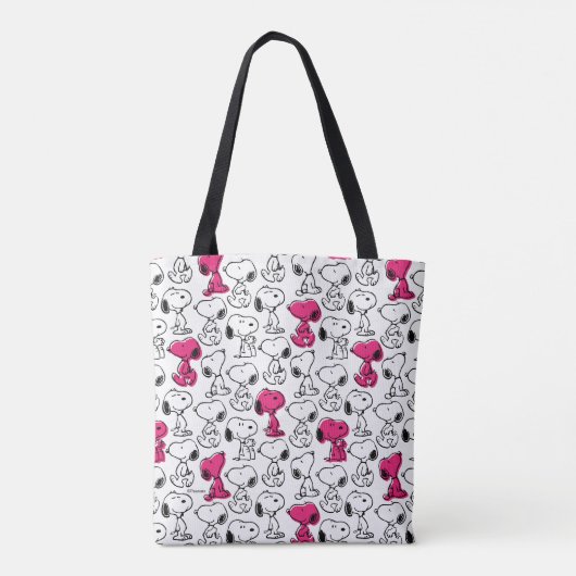 Snoopy Black & Magenta Pattern Tote Bag (Achterkant)